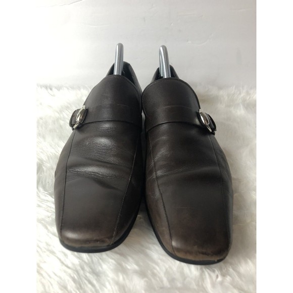 Gucci Mens Brown Leather Buckle Slip-On Loafers Size 8.5 D 170337 Made in Italy main image 9